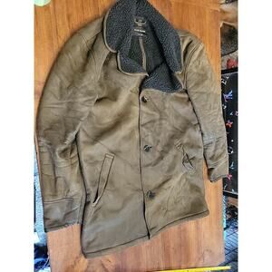 River Island Men’s Brown PeaCoat Size Medium Sherpa
